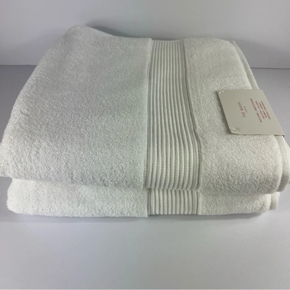 Ted Baker London Bath Towels Set of 2 Spa White Super Plush 100% Cotton NEW